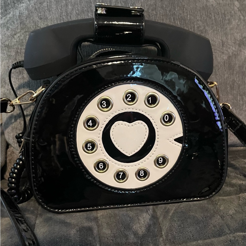 Stylish Black and White Telephone Crossbody Bag